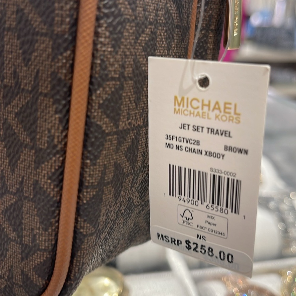 MICHAEL KORS Jet Set Travel Md Logo Crossbody Flight Bag # 35F1GTVC2B NWT
Brown - Picture 14 of 16